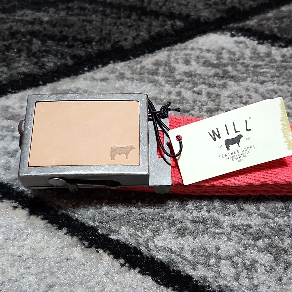 WILL LEATHER GOODS RED WOVEN ADJUSTABLE LENGTH & METAL 